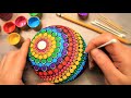 EASY Dot Art Mandala Rock Painting Using ONLY Qtip Toothpick Pencil Lip Balm tool | How To Lydia May