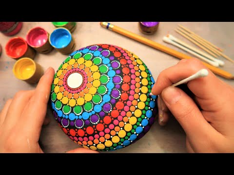 EASY Dot Art Mandala Rock Painting Using ONLY Qtip Toothpick Pencil Lip Balm tool | How To Lydia May