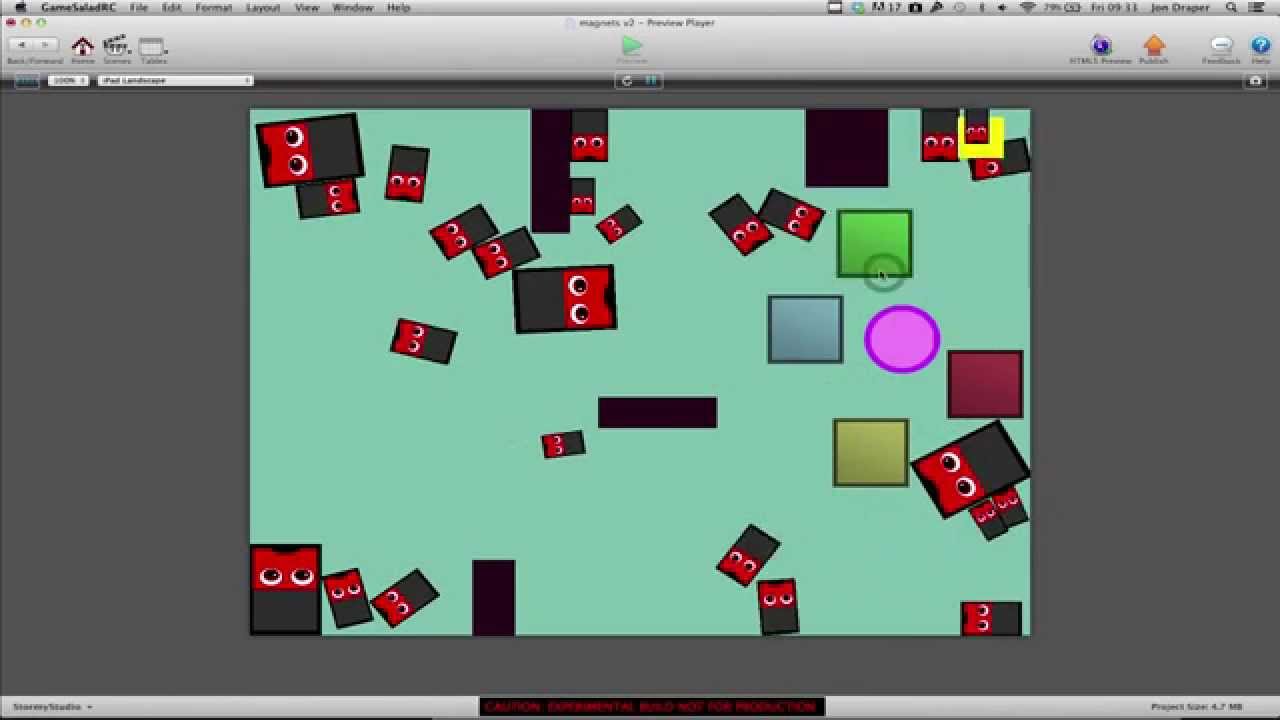 Simple Killer Magnets GameSalad game using Magnets Game Mechanic