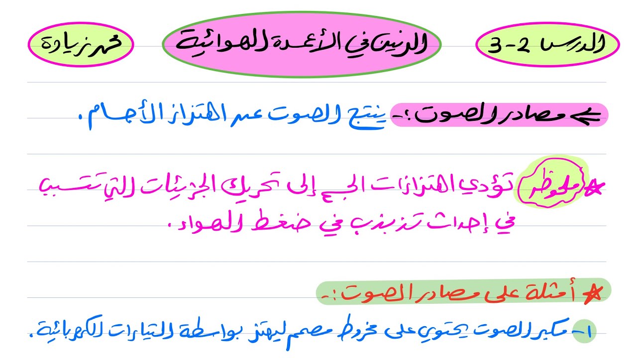الرنين في الأعمدة الهوائية والأوتار فيزياء ثالث ثانوي 1445
