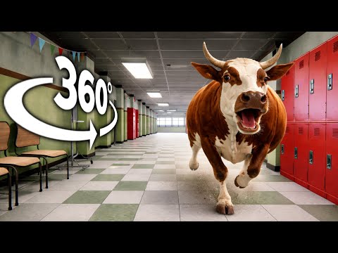 Cow Rampage at School (360° VR)