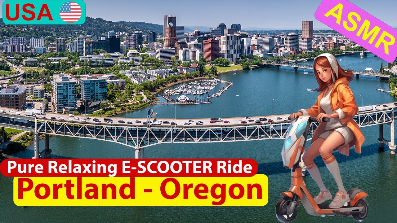 Portland; Oregon 🇺🇸 EScooter Ride 😎from Downtown to Willamette River 