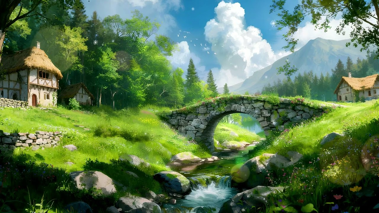 Green Valley Lullaby | Relaxing Medieval Music, Fantasy Bard, Celtic Village Ambience for Deep Sleep