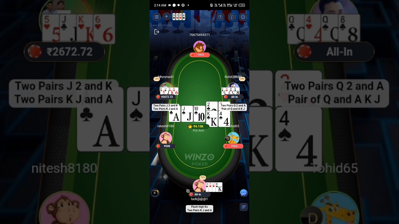 Flash VS 2 PAIR new gameplay winzo poker, amar poker 