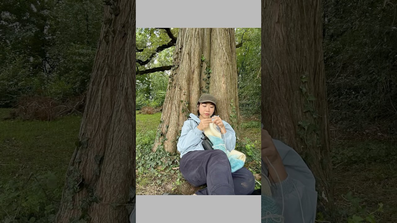 “Threads of wool and whispers of trees ,I stitch my peace beneath the leaves.”  