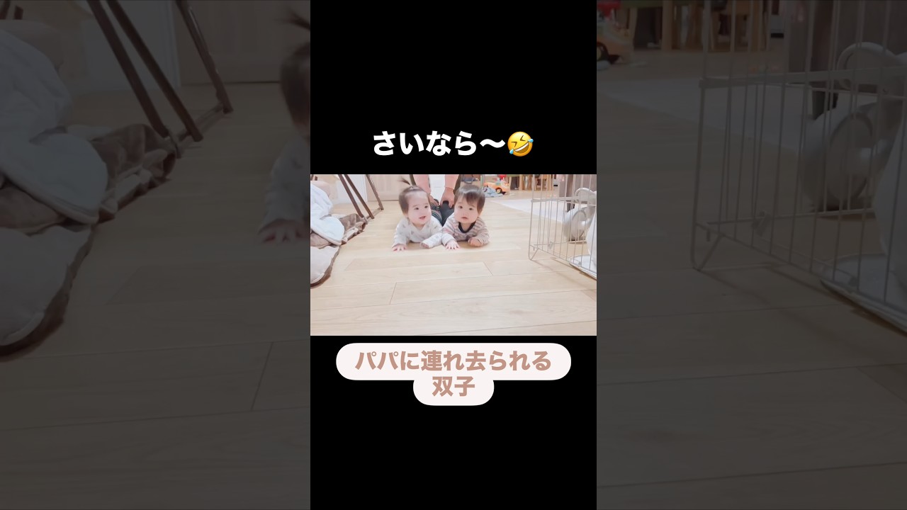 パパに連れ去られる双子🤣 #japan #twins #cute