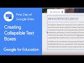 Google Sites Collapsible Text Boxes Update Quiz