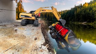 Truck And Tipper Accident River Pulling Out JCB Excavator | Scania Tipper Truck Jump River Kids Toy