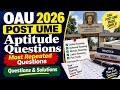 62 Aptitude Test Questions For OAU 2026 Post Ume