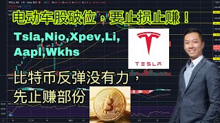 【美股分析｜比特币】24Mar21 ｜电动车股破位，要止损止赚！ TSLA，NIO，XPEV，LI，AAPL，WKHS。比特币反弹没有力，先止赚部份？ ｜ JimmyLim林锦荣＃美股＃技术分析＃美股