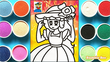 TÔ MÀU TRANH CÁT TIỂU THƯ XINH ĐẸP/BEAUTIFUL LADY SAND PAINTING/PRINCESS/LEARN COLOR/BUMBLE BEE