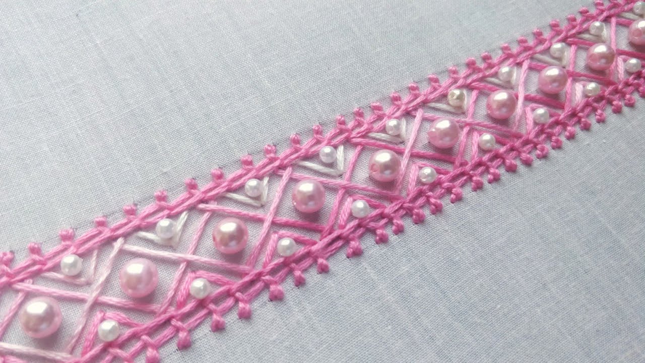 Easy Bead Border for Dress/Sleeves/Neckline (Hand Embroidery Work