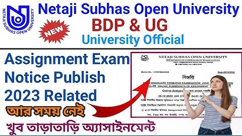 NSOU BDP & UG Official Assignment Notice Publish Related Update 2023 / BDP/UG Assignment Notice 2023