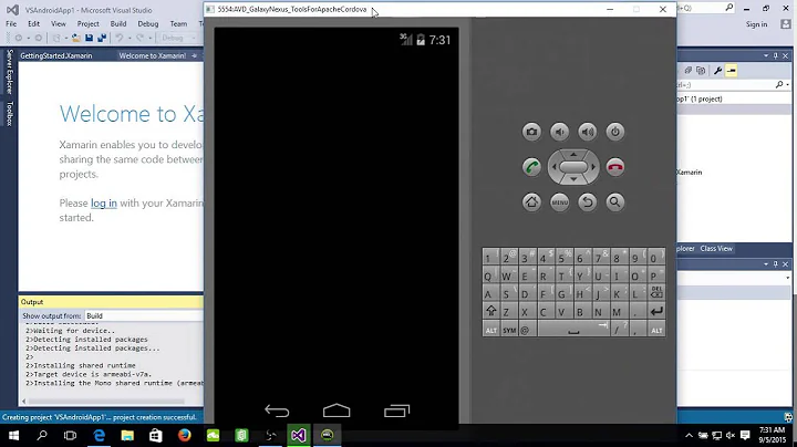 Hello World Android App on Visual Studio 2015, run on AVD