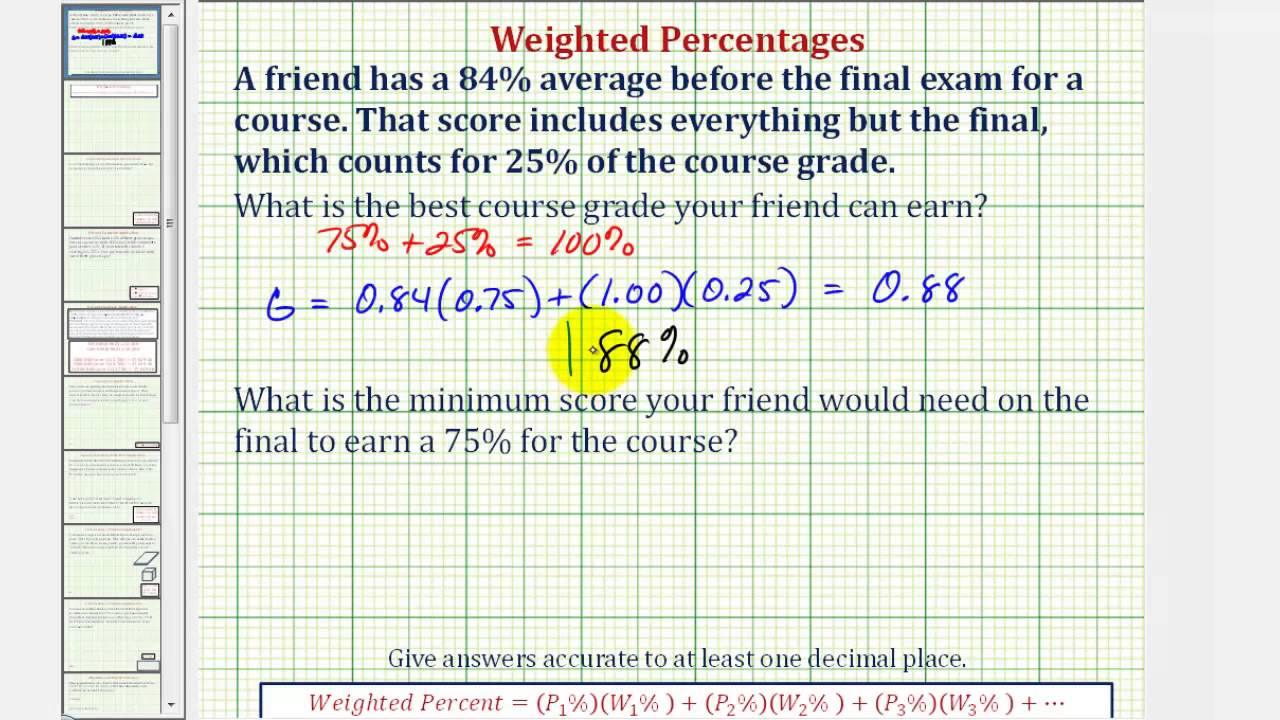 Ex Weighted Average Determine an Ending Percent or