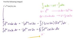 Find the following integral int e^(5x)sin(2x) dx (Integration by parts!) Resimi