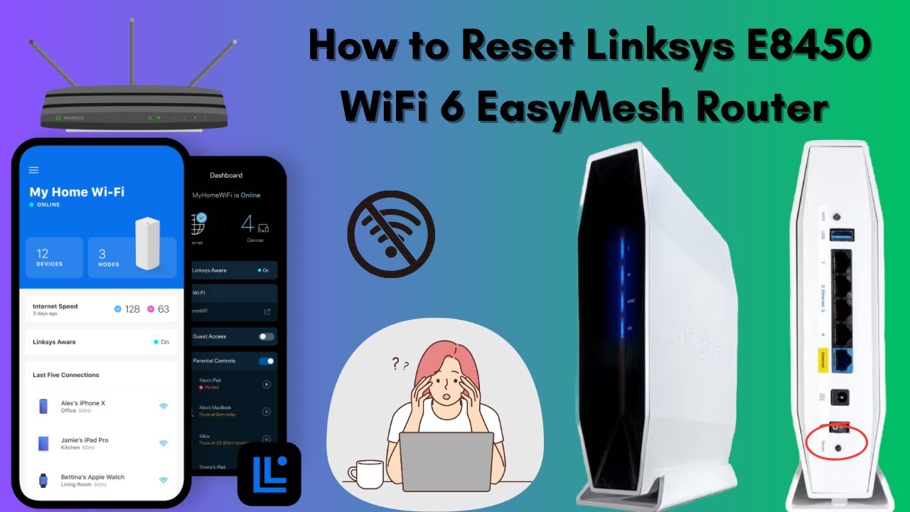 How to Reset Linksys Dual-Band E8450 WiFi 6 EasyMesh Router - YouTube