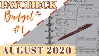 August 2020 Paycheck #1 Budget With Me | Budgeting By Paycheck Spending Plan | Zero Based Budget 