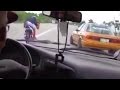 Moped scooter joined the car vs car drag race haha