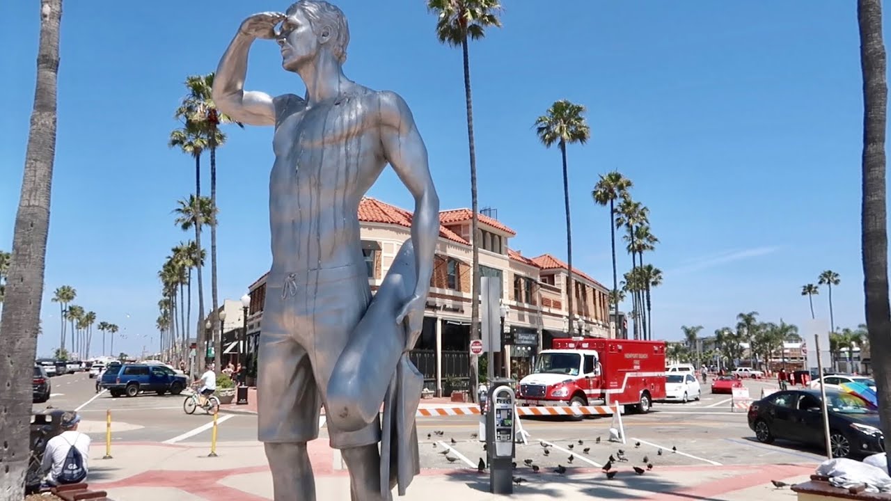 Bicycle Tour of Closed Orange County California Beaches - Newport Pirate House / Eating A Dole Whip