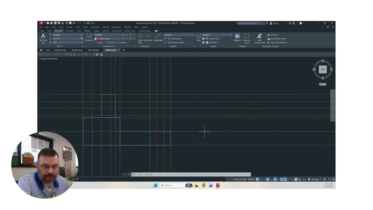 AutoCAD Drawing 5-9 Rod Holder Part 1