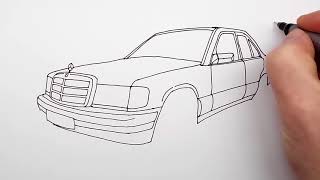 How To Draw A Car Mercedes Benz 190 W201 Step By Step