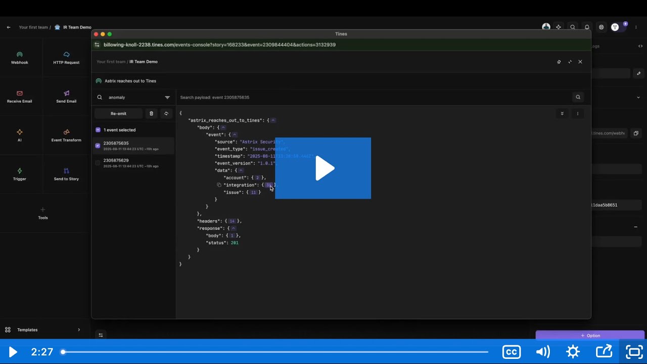 Astrix & Tines Integration  Detecting and responding to anomalous NHI behaviour