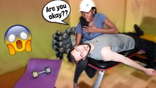 PASSING OUT WHILE WORKING OUT PRANK ON GIRLFRIEND *she freaked out*