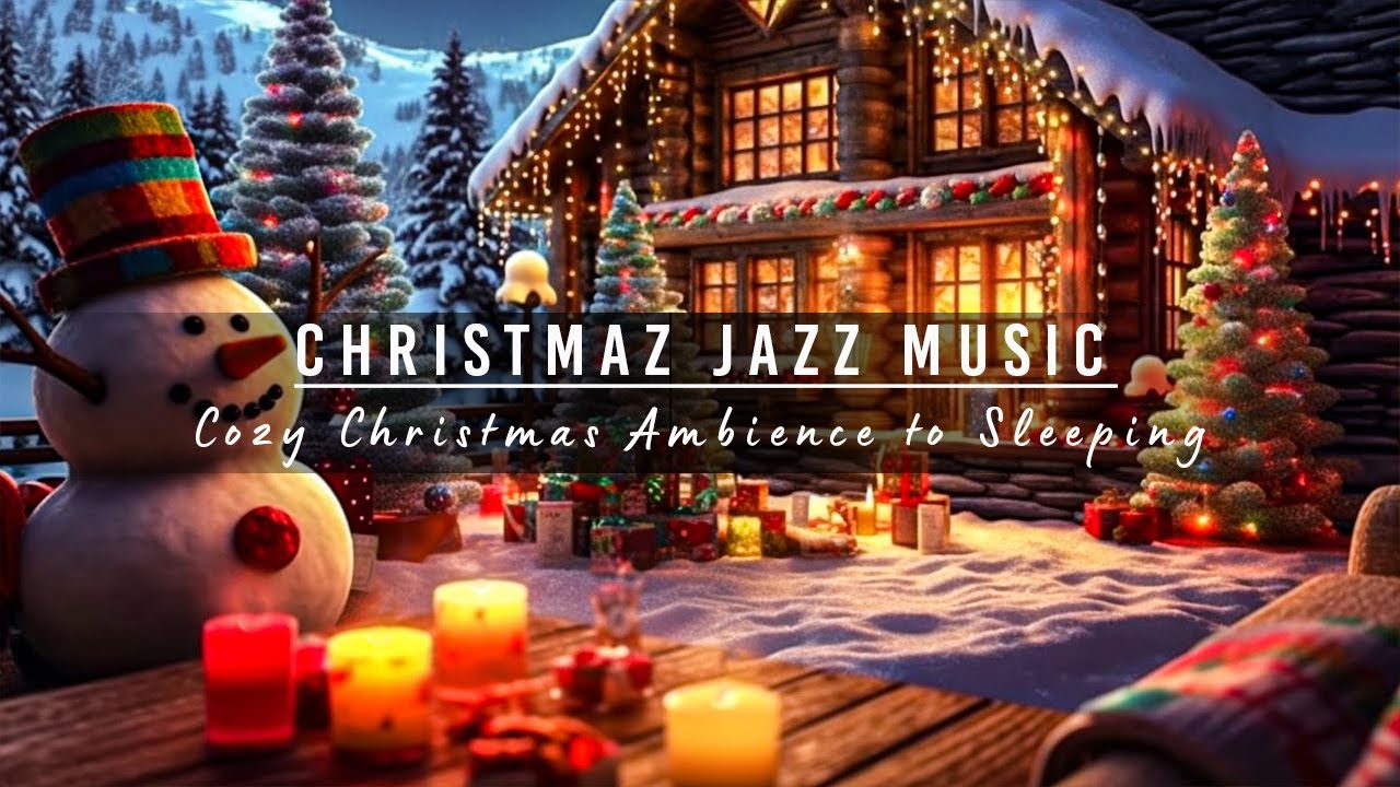 Cozy Christmas Ambience 🎄 Relaxing Jazz Music with Snowfall and