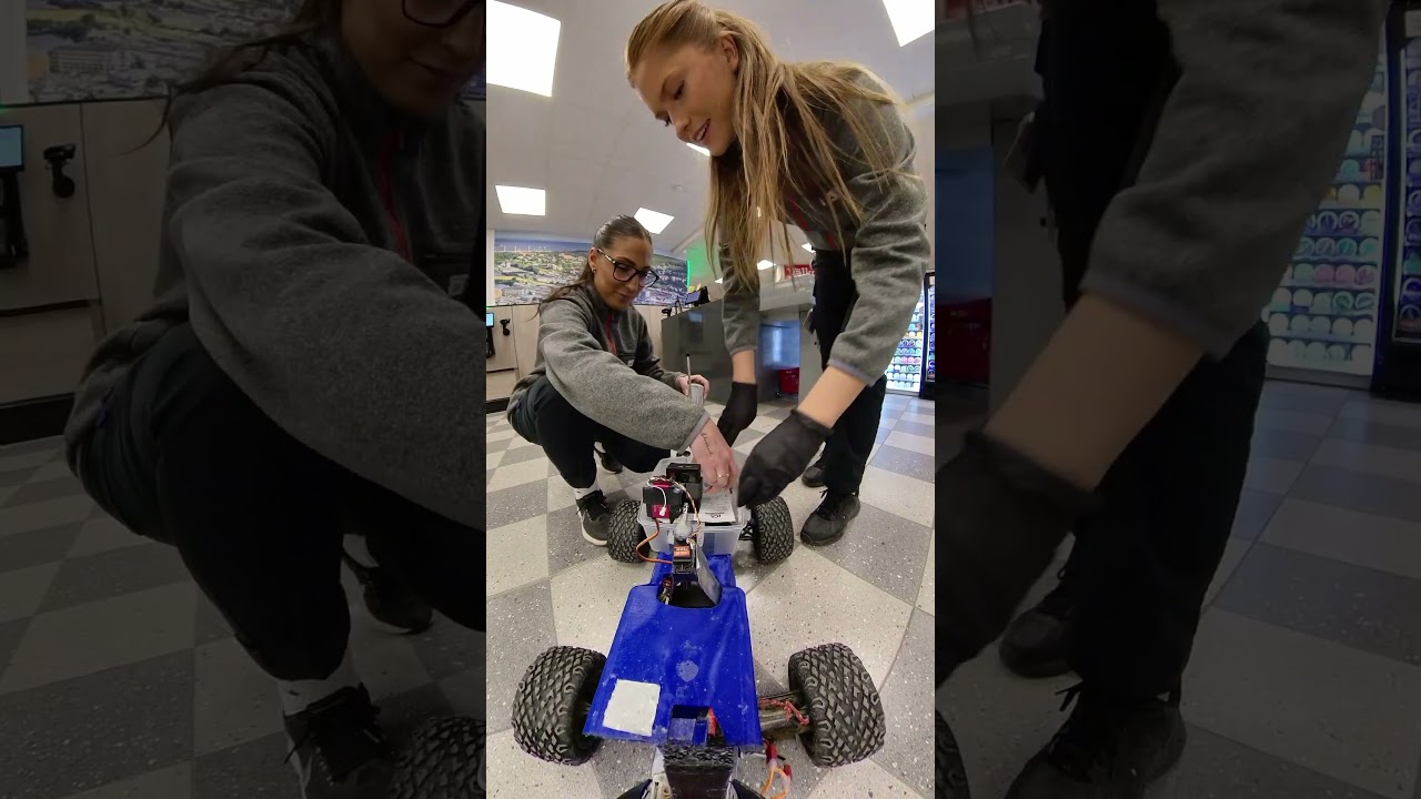 Girl Helps Robot Buy Energy Drinks 