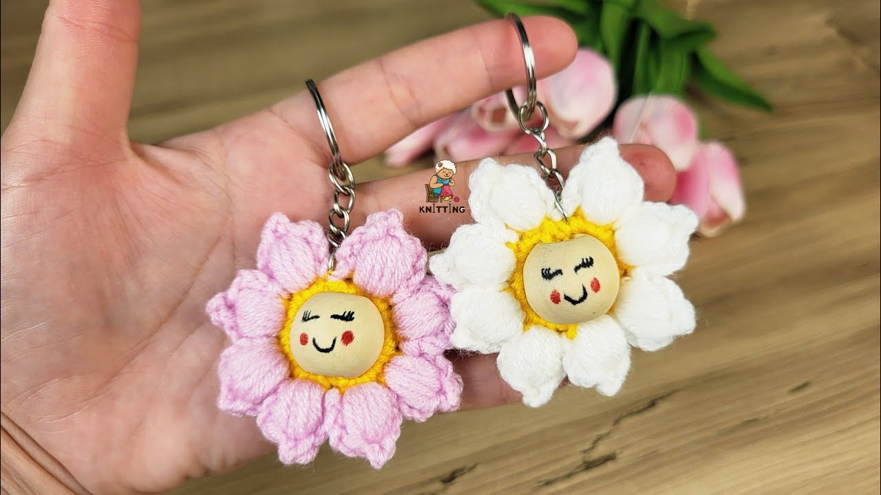 Amazing😍Super easy and cute crochet keychain with big bead😍👌#Angel_crochet_the_best #crochet