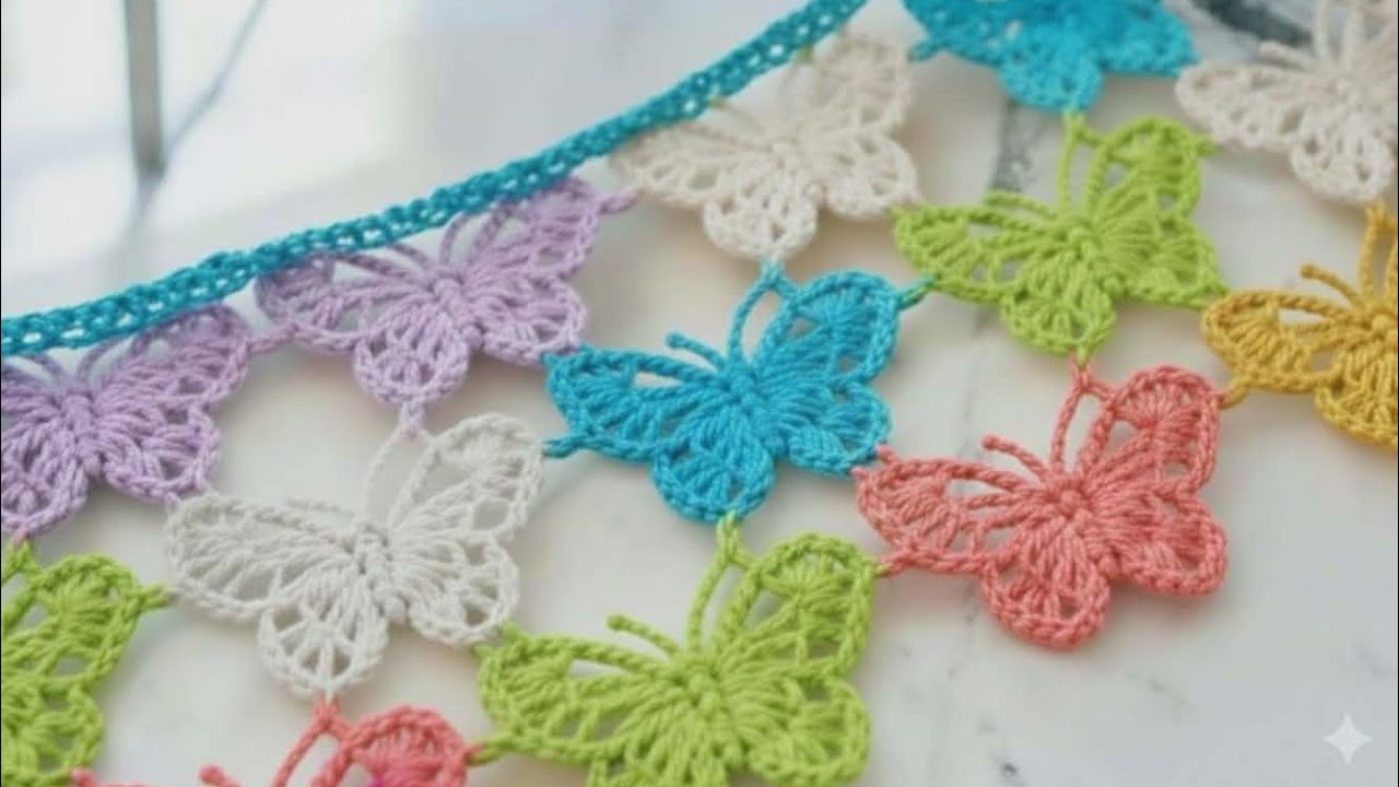 Beautiful crocheted butterflies, crocheted step by step #crochet #crochetcrosai #knitting