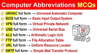 Computer Abbreviations For Competitive Exams | Top 100 MCQs screenshot 3