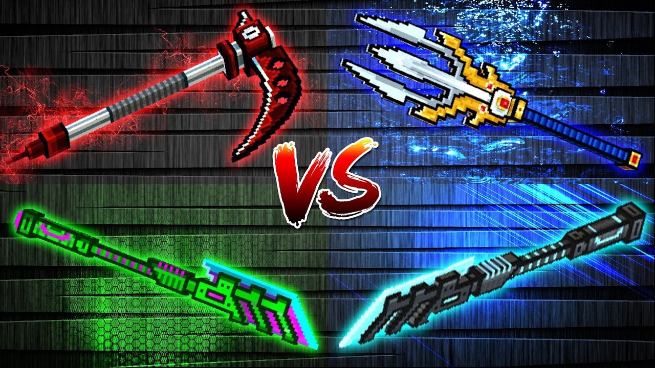 Pixel Gun 3D Anime Scythe VS Poseidon Trident VS Adamant