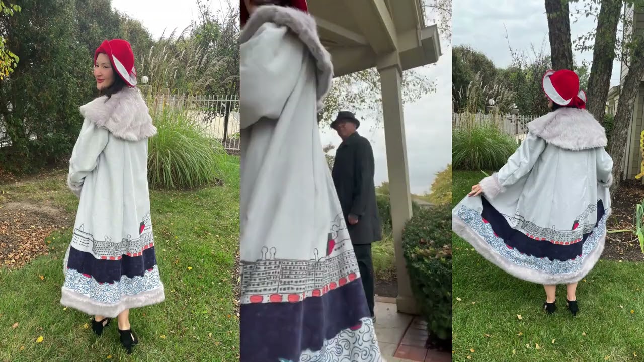 Quick Preview of my Sewing Project: A hand painted  coat for Cunard Transatlantic Fashion Week