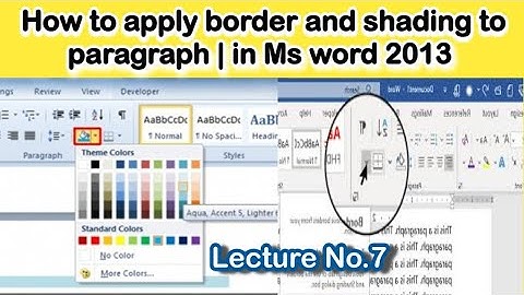 How to apply border and shading to paragraph | in Ms word 2013