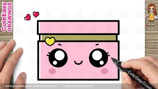 how draw cute gift box easy kawaii drawing kids toddlers