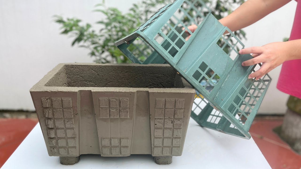 Smart Idea - Unique Creative Plant Pots From Plastic Baskets and Cement - Crafts With Cement