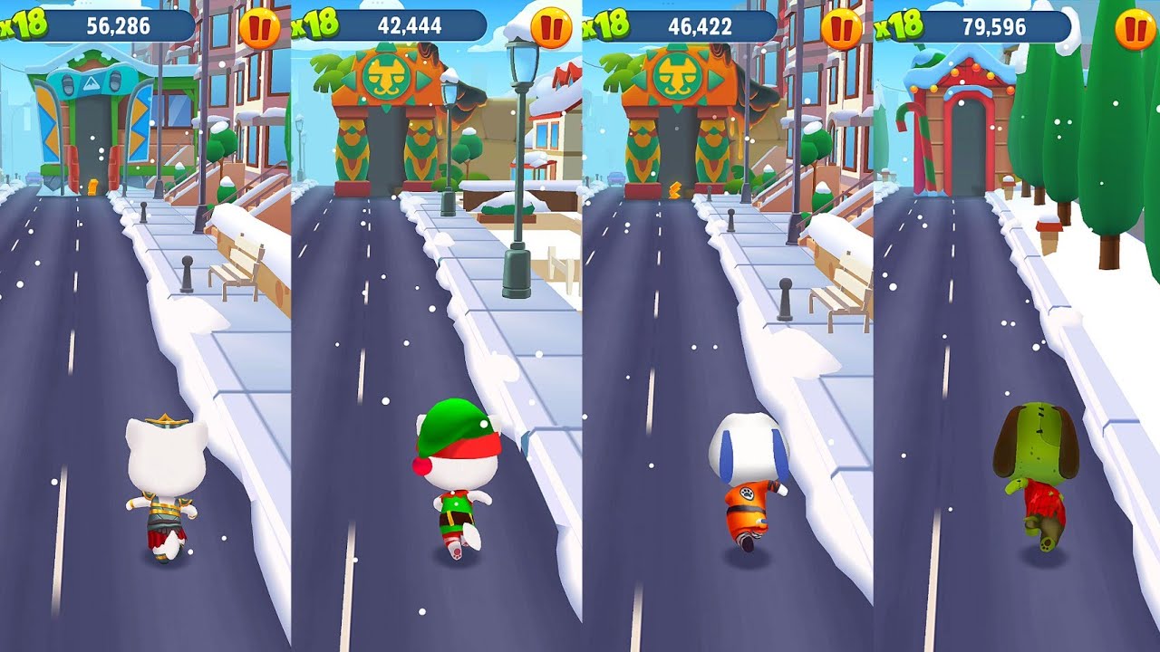 Talking Tom Gold Run Valkyrie Angela, Elf Angela, Kung Fu Hank, Zombie Ben, RabiaGameplay