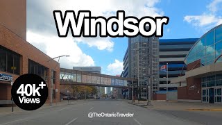 DOWNTOWN WINDSOR ONTARIO CANADA DRIVING FALL 2020 4K