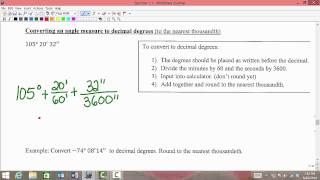 MATH 1316 Section 1.1: Converting DMS to Decimal Degrees