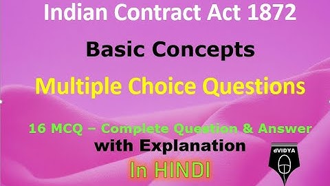 Indian Contract Act – Basic Concepts- Multiple Choice Questions Answers in Hindi