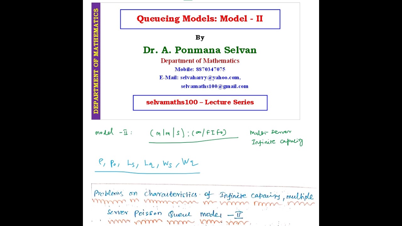 Markovian Queueing Models - Model 2 Problems - Part 2 - YouTube