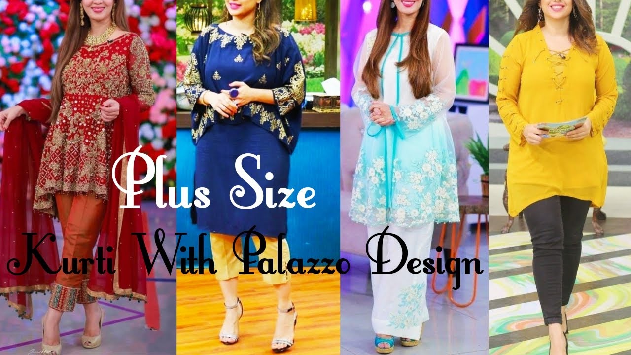 Winter Kurti With Pant Ideas For Plus Size Women || Palazzo Suit Designs || by Look Stylish