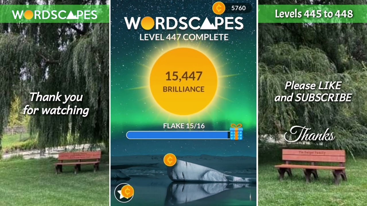 Wordscapes "FLAKE" levels 445 to 448 gameplay || Answers || Solutions