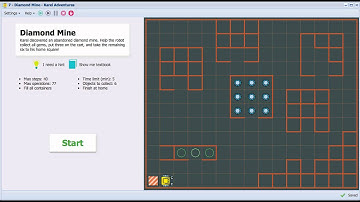 Karel the Robot in NCLab, Version 0.9 - Diamond Mine (White Belt - Manual Mode)