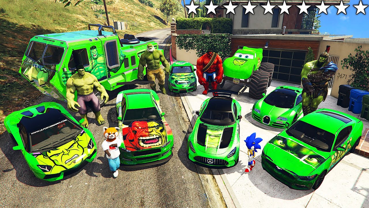 ROBÉ LOS COCHES SECRETOS DE HULK CON SONIC DE LA VIDA REAL EN GTA 5