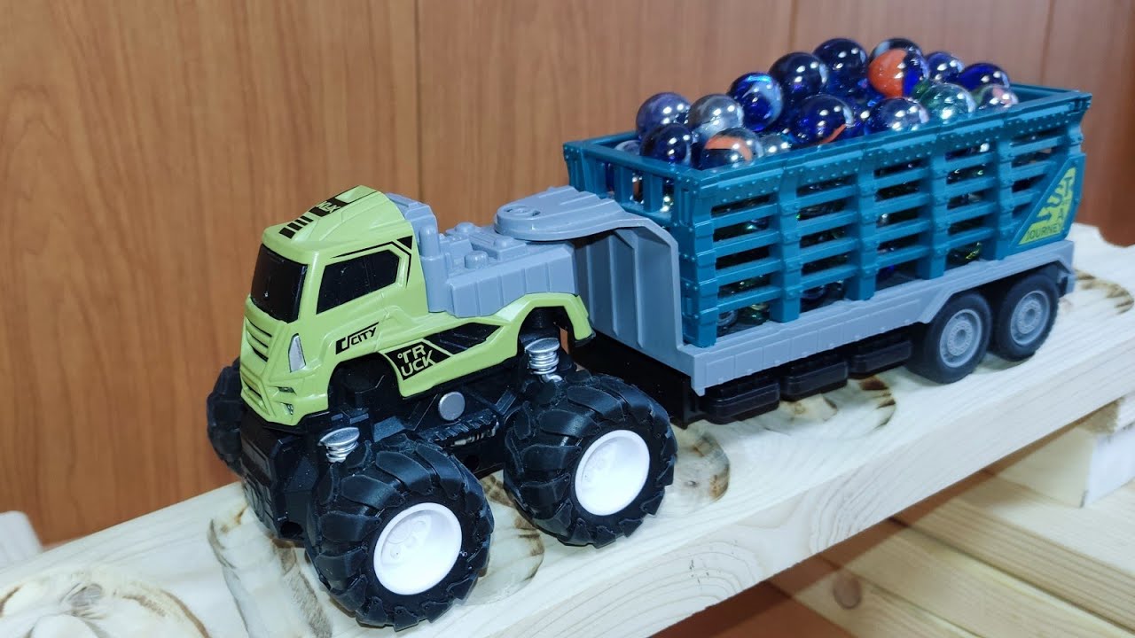 MARBLES RUN ASMR with TRAILER TOY And WOLF CAR YouTube