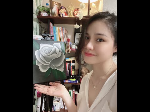 Video Bức tranh hoa hồng Acrylic đầu tiên mình vẽ | Yumily... - youtube
