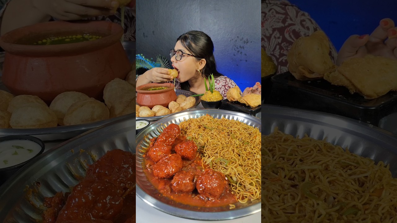 Spicy Chow Mein With Manchurian Eating Challenge | Golgappa, Samosa | Fast Food Challenge 